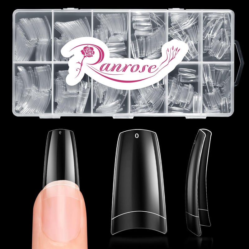 ranrose 504PCS Fake Nails, French Tip Soft Gel Nail Tips Clear 12 Sizes Acrylic Nail Kit Half Cover False Nails Manicure with Box for Nail Extensions Art Salons and Home DIY - Image 1